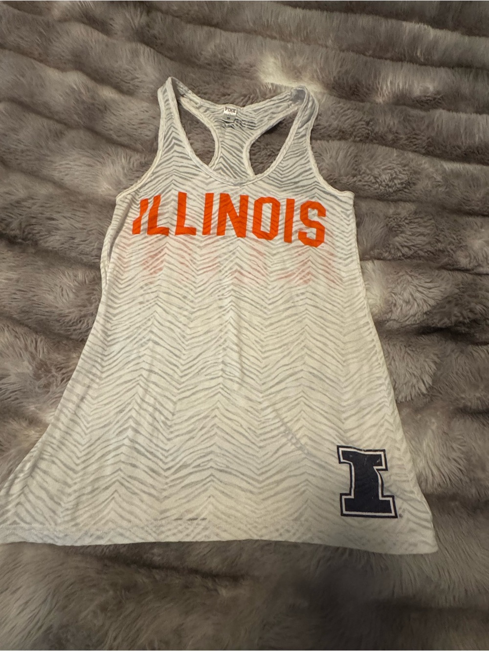PINK Victoria's Secret White Zebra-Stripe Racerback Tank Illinois